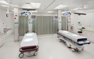 Indoor image of two beds in an operating room
