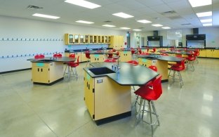 Lab stations inside classroom at Paradise Valley High School