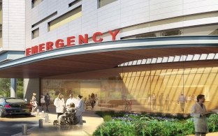 Exterior view of the emergency department entrance