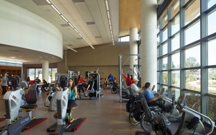 Interior image with people on workout equipment