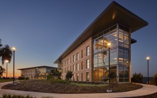 Exterior architecture image at dusk 