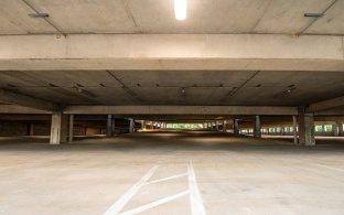 Interior view of the empty parking garage