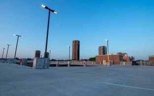 View of the top level of the parking garage