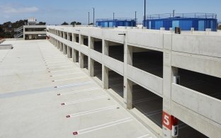 UCSD Athena Parking Structure ramp and parking spaces