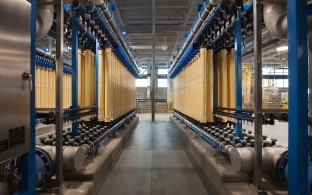 Mechanical equipment inside the water treatment facility