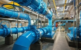 Mechanical equipment inside the water treatment facility