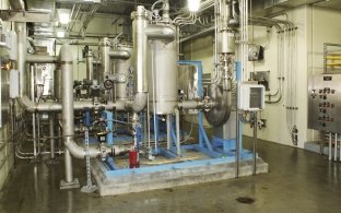 Mechanical equipment inside the water treatment facility