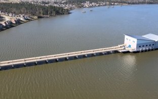 Aerial view of the completed intake pump station