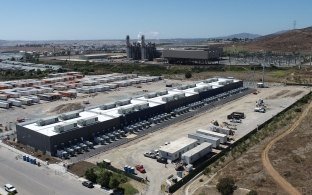 Aerial view of the battery storage facility.