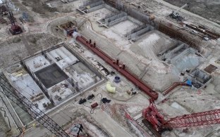 Aerial view of a construction project.
