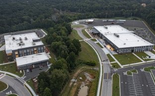 Aerial exterior view of the building.