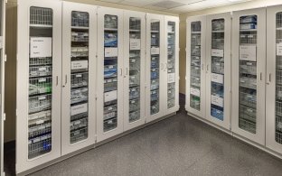 A secure medical supply storage cabinet