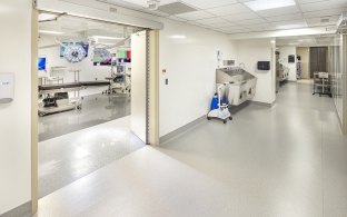 View of the hallway outside of an operating room