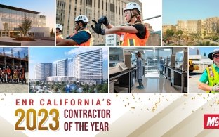 Compilation of photos of McCarthy people and projects honoring the ENR California Contractor of the Year award.