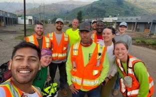 Group of people taking a selfie 