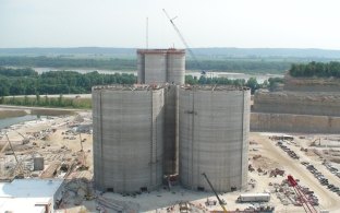 Aerial view of the two silos