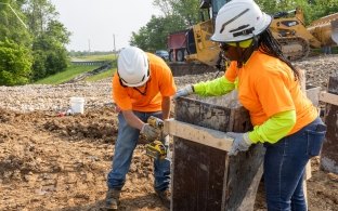 Construction workers on a jobsite.