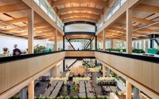 An open two story area with a high ceiling