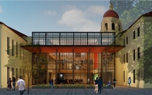 Exterior rendering of the entryway to the building