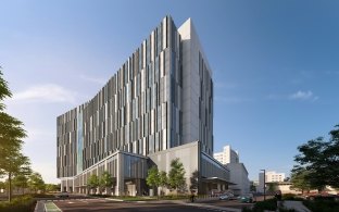 Exterior rendering of the hospital tower