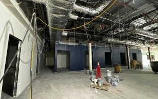An interior view of a space under construction