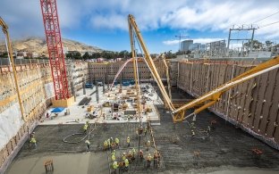 Aerial image of a concrete pour
