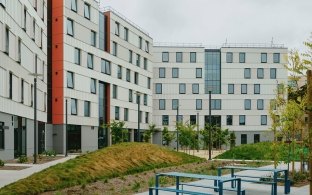 Exterior view of the student housing facility