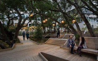 Outdoor seating area at the YouTube Campus Expansion