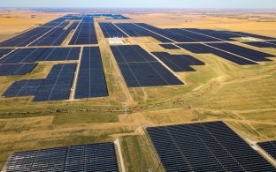 Aerial image showing the solar panels at the Double Black Diamond project