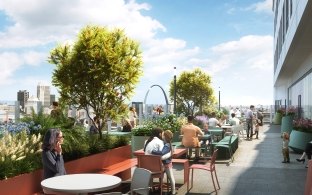 rendering of a third-floor terrace at the hospital