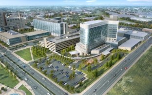 aerial rendering of the hospital