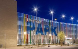 Exterior view of the parking garage