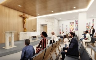 rendering of a chapel within a hospital