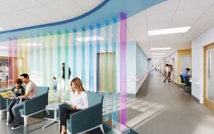 rendering of a waiting room area