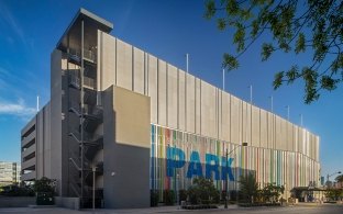 Exterior view of the parking garage