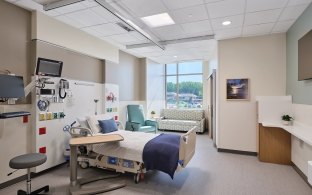 A patient room in the hospital
