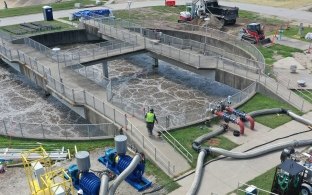 Aerial view of the wastewater treatment plant