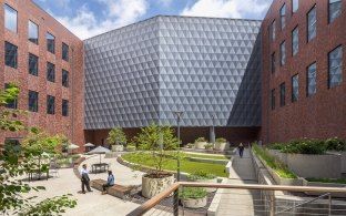 Interior courtyard between buildings