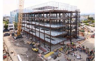 Exterior view of the building under construction