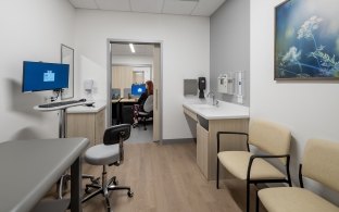 A patient exam room 