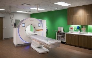 A room with medical imaging equipment