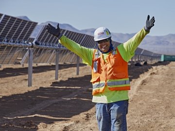 employee on solar field