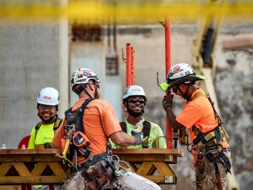 Construction workers on a jobsite.