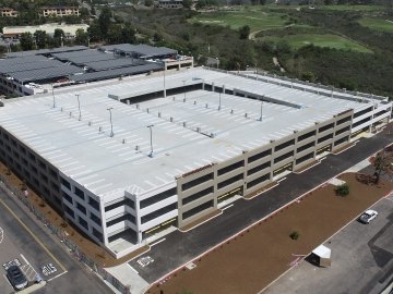 Exterior view of the parking structure