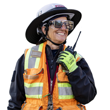 employee smiling in safety gear