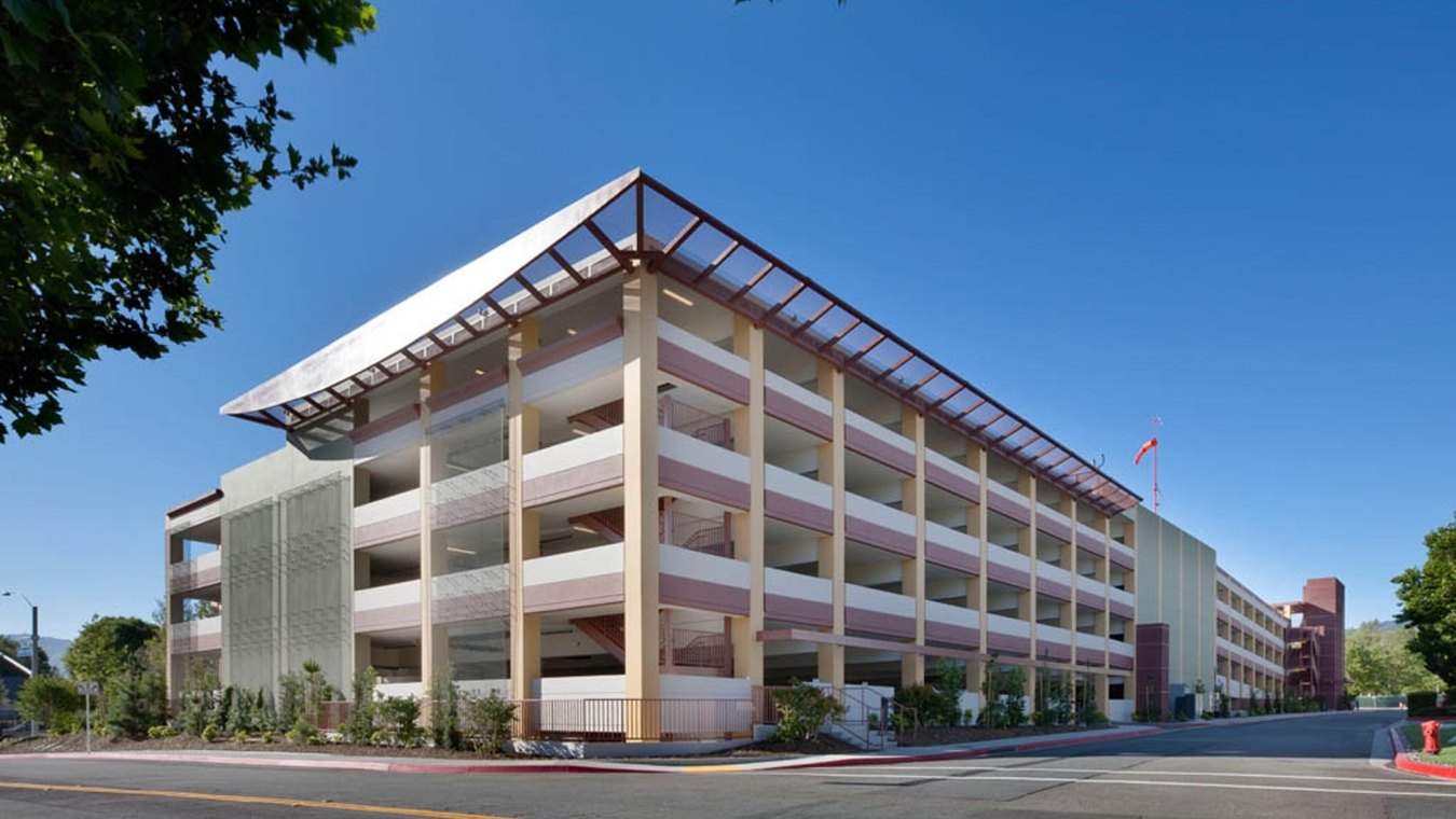 External view of the Henry Mayo Parking structure.
