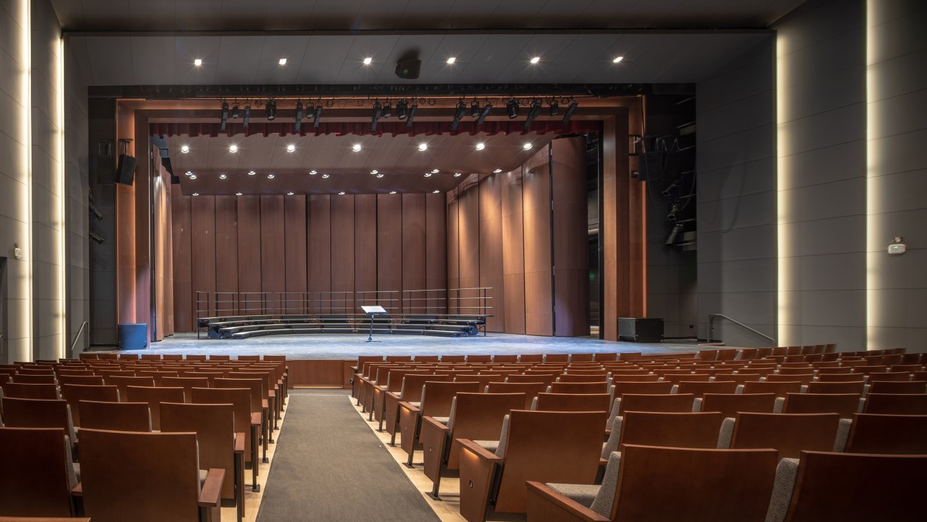 Kinder's auditorium includes advanced acoustics - and stellar views.