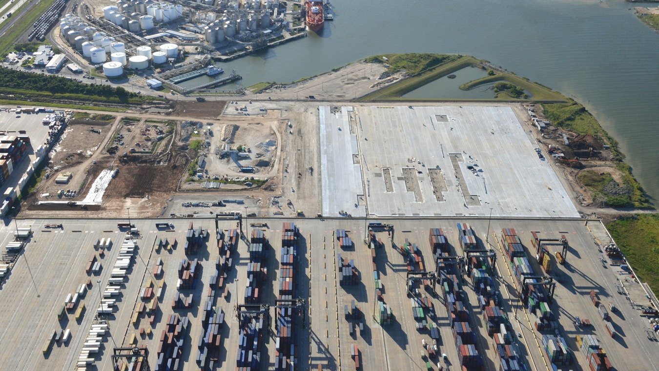 Aerial view of the container yard
