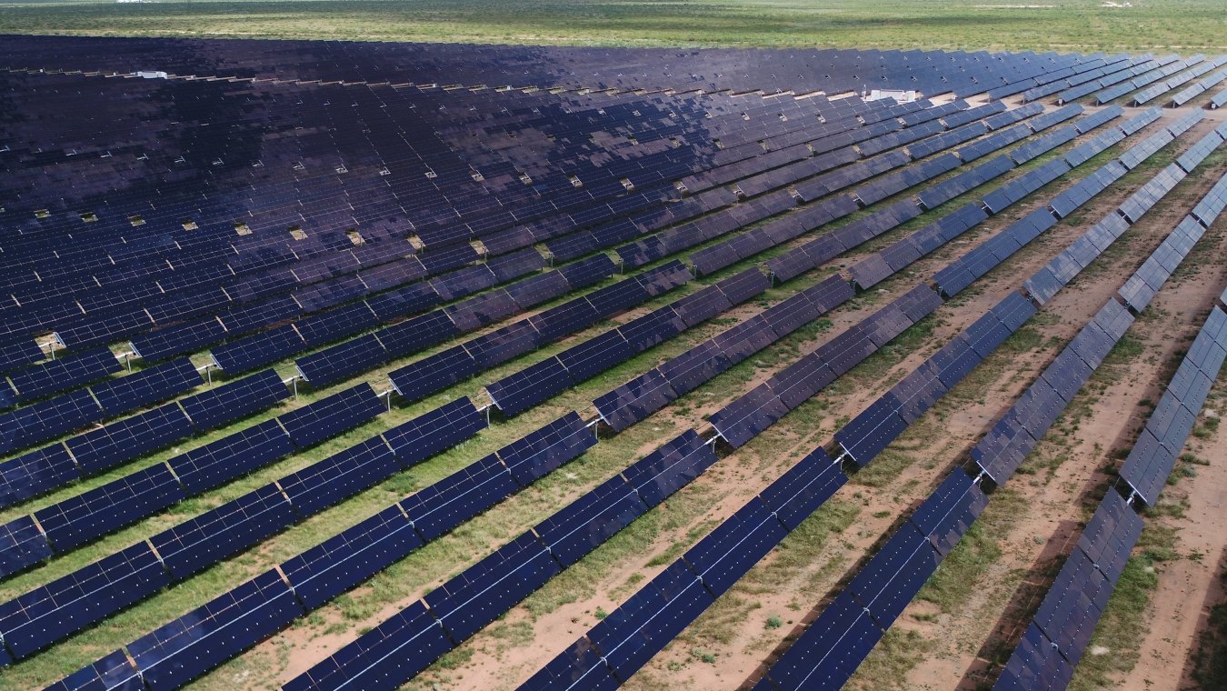 Outdoor drone image of the solar farm