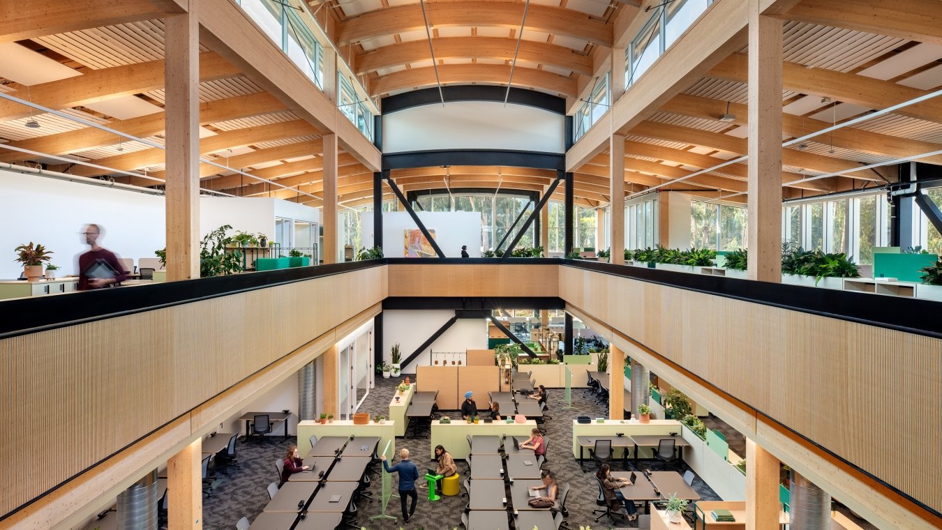 An open two story area with a high ceiling